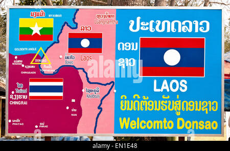 Insel Don Sao, Laos, das goldene Dreieck zwischen Thailand, Myanmar und Laos. Historisch gesehen eine Droge, die trading-Bereich. Stockfoto