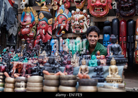 Ladenbesitzer in Thamel, Kathmandu Nepal Stockfoto