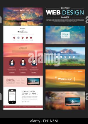 eine Seite Website-Design-Vorlage mit Unschärfe Landschaft Hintergrund Stock Vektor