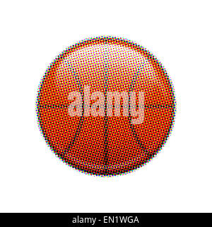 Basketball-Halbton isoliert auf weißem Hintergrund. Basketball-Punkte Stockfoto