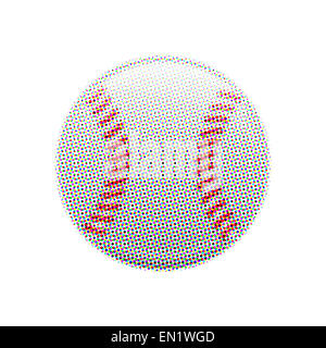 Halbton-Baseball isoliert auf weißem Hintergrund. Baseball der farbigen Punkte Stockfoto