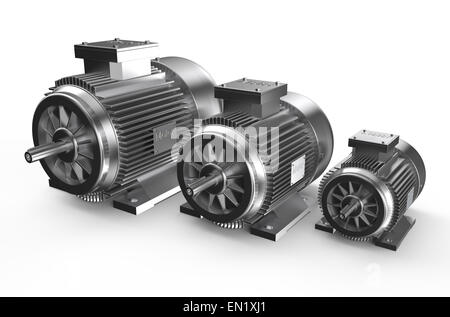 Industrielle Elektromotoren isoliert auf weißem Hintergrund Stockfoto