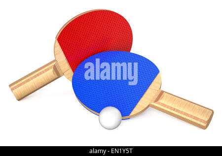 Tischtennis, isoliert auf weißem Hintergrund Stockfoto