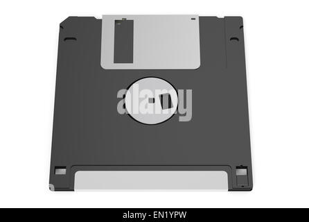 schwarze Diskette isoliert auf weißem Hintergrund Stockfoto