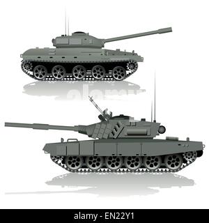 Militärische Tanks isoliert auf weißem Hintergrund. Vektor-illustration Stock Vektor