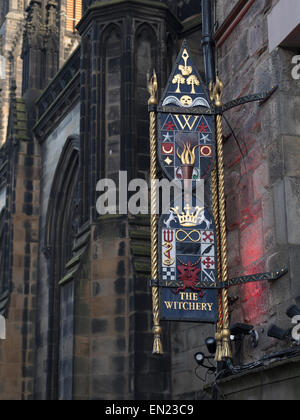 Melden Sie für The Witchery, aka The Witchery von der Burg, B & B in der Stadt Edinburgh, Scotland, UK Stockfoto