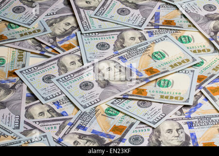 Viele hundert-Dollar-Banknoten Hintergrund Stockfoto