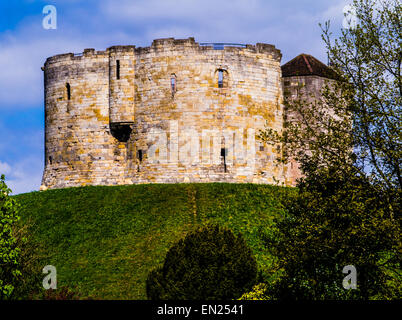 Ruinen von Clifford es Tower, York, England Stockfoto