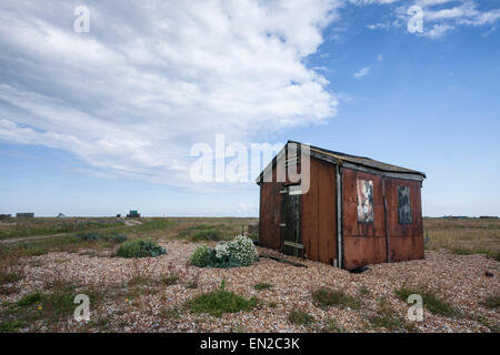 Aufgegeben, Angeln Hütte, Dungeness, Kent, UK Stockfoto