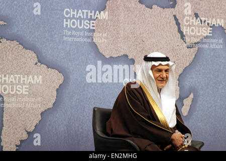 Veteran Saudi Diplomat Prinz Turki bin Faisal Al Saud anlässlich der Denkfabrik Chatham House in London, UK am 18. März 2015 Stockfoto