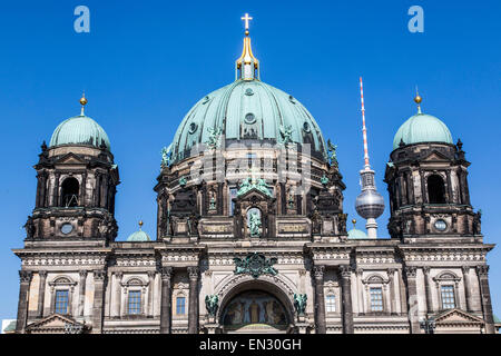 Berliner Dom, Kathedrale, Ost-Berliner Fernsehturm, Deutschland, Stockfoto