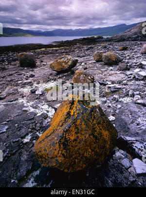 Boulder Findlinge, Ard Neackie, Loch Erriboll, Sutherland, Schottland, Großbritannien. Stockfoto