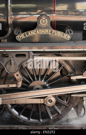 Die Lancashire Fusilier Dampflokomotive an Pickering Station in North Yorkshire. Stockfoto