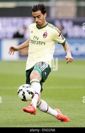 Udine, Italien. 25. April 2015. Suso (Mailand) Fußball: Italienische "Serie A" match zwischen Udinese 2-1 AC Milan im Stadio Friuli in Udine, Italien. © Enrico Calderoni/AFLO SPORT/Alamy Live-Nachrichten Stockfoto