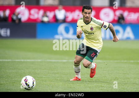 Udine, Italien. 25. April 2015. Suso (Mailand) Fußball: Italienische "Serie A" match zwischen Udinese 2-1 AC Milan im Stadio Friuli in Udine, Italien. © Enrico Calderoni/AFLO SPORT/Alamy Live-Nachrichten Stockfoto