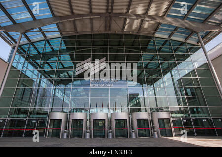 Neue Messe München Messegelände, Eingang West, München, Upper Bavaria, Bavaria, Germany Stockfoto