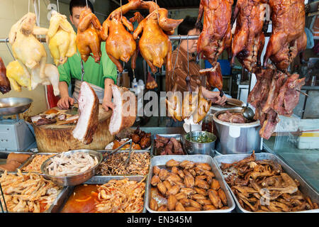 chinesische Fleisch Essen im Metzgerei in Macao Macau Straße Markt china Stockfoto