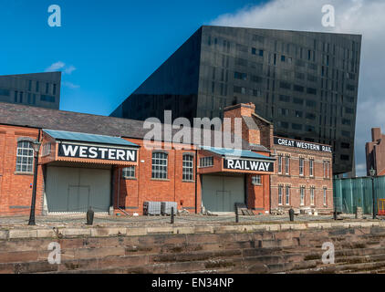 Großer Western Railway Warehouse Mann Island, Liverpool. jetzt zum Weltkulturerbe. Stockfoto