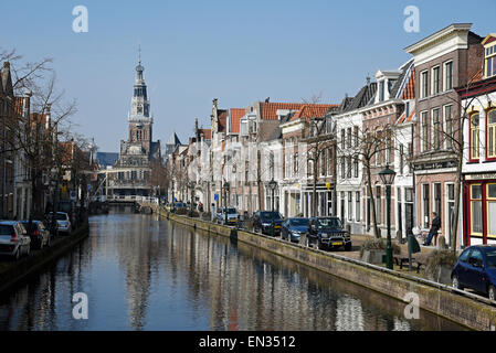 Canal de Waag, Käsemuseum, ehemalige wiegen Haus, auf der Rückseite, Alkmaar, Nordholland, Niederlande Stockfoto