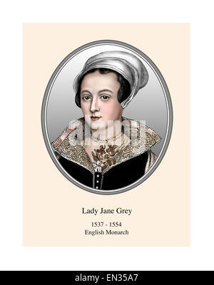 Lady Jane Grey englischen Monarchen 9-tägigen Queen Portrait moderne Illustration Stockfoto