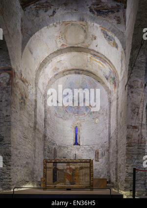 Romanische Kirche von Sant Climent de Taüll, Unesco World Heritage Site, Vall de Boí, Taüll, Katalonien, Spanien Stockfoto