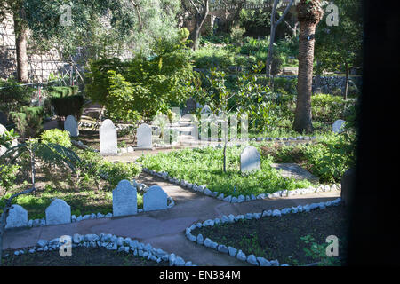 Grabsteine in Trafalgar Friedhof, Gibraltar, britische Terroritory in Südeuropa Stockfoto