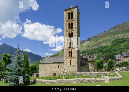 Romanische Kirche von Sant Climent de Taüll, Unesco World Heritage Site, Vall de Boí, Taüll, Katalonien, Spanien Stockfoto