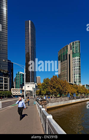 Melbourne Australien / Crown Casino Complex und das Riverside Southbank Promenade. Stockfoto