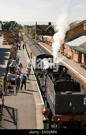 UK, England, Taunton, Somerset West Somerset Railway train Haltestelle Bishops Lydeard Stockfoto