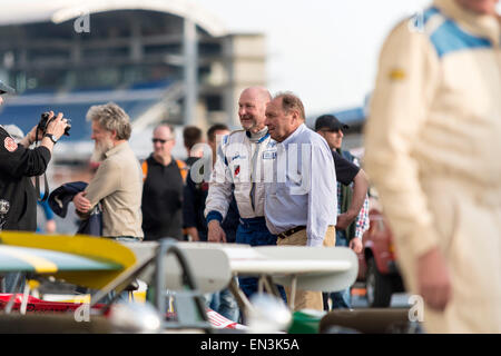 Jochen Mass Gespräch mit Rennfahrern am Hockenheim Ring, Deutschland Stockfoto
