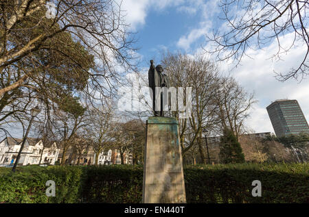 David Lloyd George Statue von Michael Rizzello, Gorsedd Gärten. Cathays Park, Cardiff Stockfoto