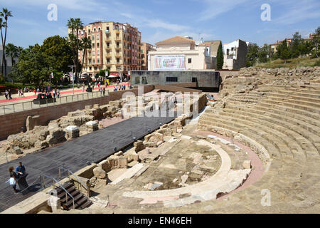 Ruinen des römischen Theaters unter Festung Alcazaba in Malaga Costa del Sol Andalusia Spanien Stockfoto