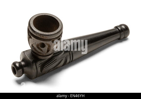 Kleine Holz geschnitzte Pfeife isoliert auf einem weißen Hintergrund. Stockfoto