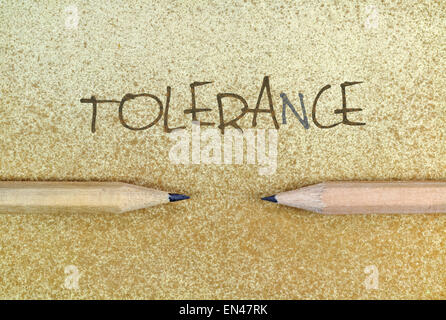 Bleistifte in einfachen begrifflichen Ausdruck als Appell für Toleranz Stockfoto