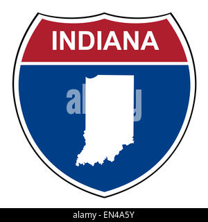 Indiana amerikanischen interstate-Highway-Straße-Schild auf einem weißen Hintergrund isoliert. Stockfoto