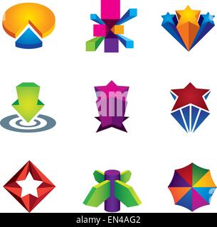 Farbe 3d soziale Superstar Icon-Set für Web Kreativität Logo Vektor Illustration Interneterfolg Stock Vektor
