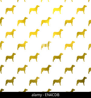 Gold und weiße Hunde Faux Folie Metallic Hund Tupfen Hintergrundtextur Muster Stockfoto