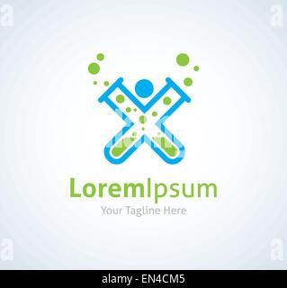 Wissenschaft Mensch Labor Glas Reagenzglas Vektor-Logo Symbol Stock Vektor