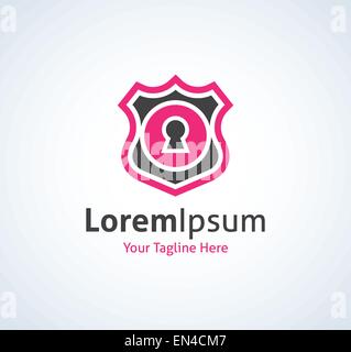Sperren Sie Schlüsselloch-Emblem Web Daten Schutz Vektor-Logo Schildsymbol Stock Vektor