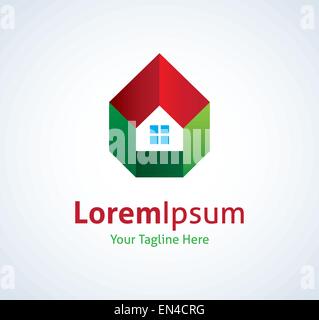 Haus rot Gründach-Vektor-Logo-Symbol Stock Vektor