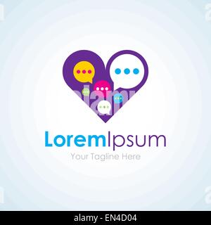 Grafik-Chat Blase Liebe Herz-Logo-Symbol Stock Vektor