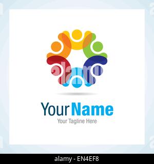 Glücklich bunte soziale Grafikdesign Logo Kreissymbol Stock Vektor