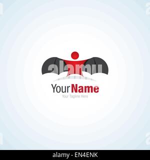 Batman-Mann mit schwarzen Flügeln einfach unheimlich Symbol logo Stock Vektor