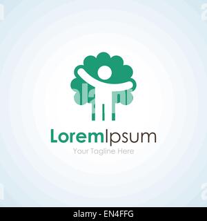 Grüner Mann Natur Eco Baum Energie Harmonie einfaches Geschäft Symbol logo Stock Vektor