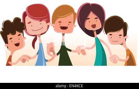 Kinder Hand in Hand Vektor-Illustration-Cartoon-Figur Stock Vektor