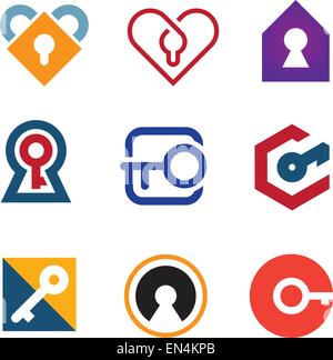 Schloss und Schlüssel zum Erfolg im Leben-Abenteuer-Logo-Symbol Stock Vektor