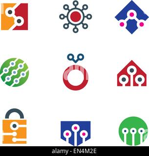 Sicherheitssystem nach Hause und Internet virtuelle hack Schild-Logo-Symbol Stock Vektor