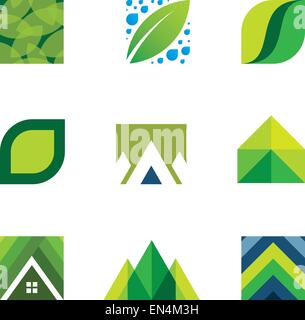 Grünes Leben kreative Logo set Bau bessere Leben-Ikonen-Vektor Stock Vektor