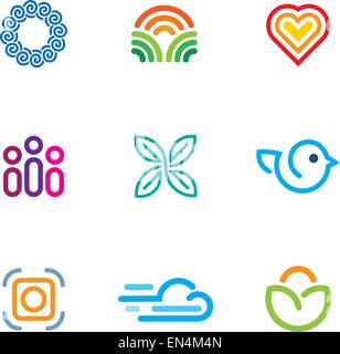 Einfache Linie Blog Forum Logo-Community schnelle download-Icon-set Stock Vektor