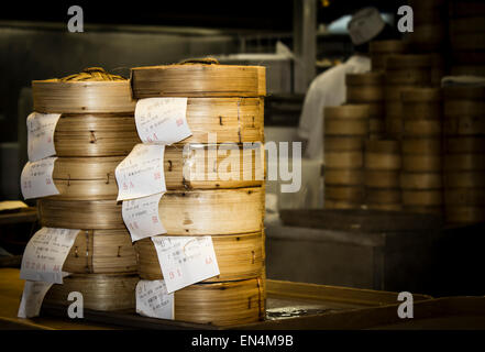 Dim-Sum Bambuskörben Stockfoto